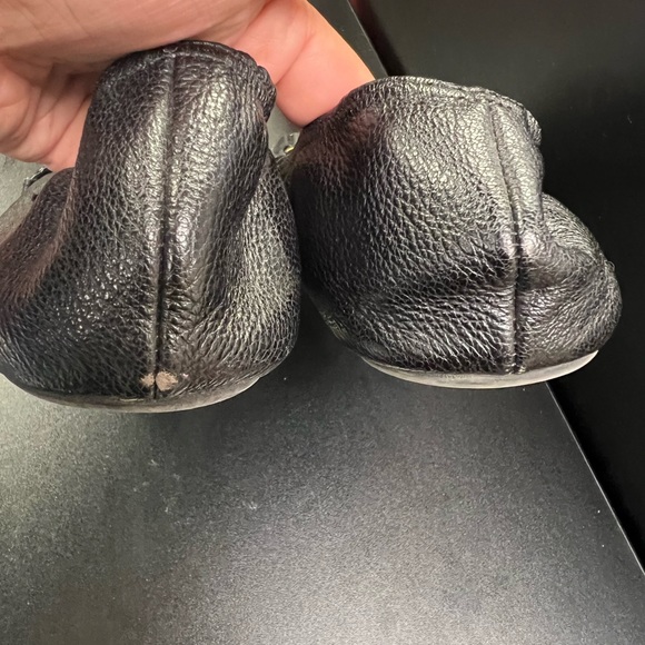 BURBERRY LEATHER WOMANS BLACK FLAT BALLERINA SHOES Peekaboo Toe SIZE 40 Sz 10 - Picture 3 of 8